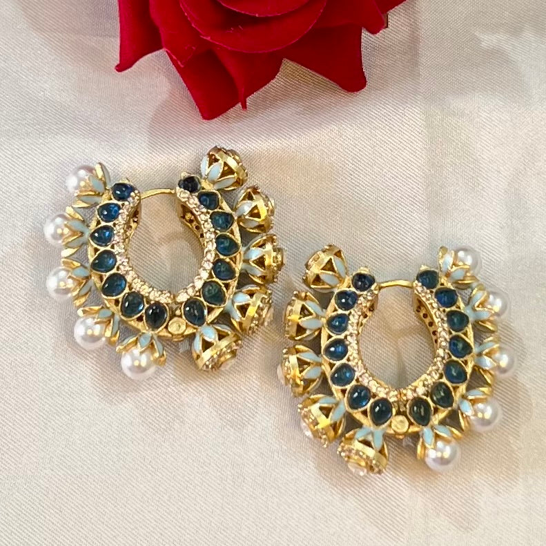 Aamara Polki Kundan Hoops Earrings