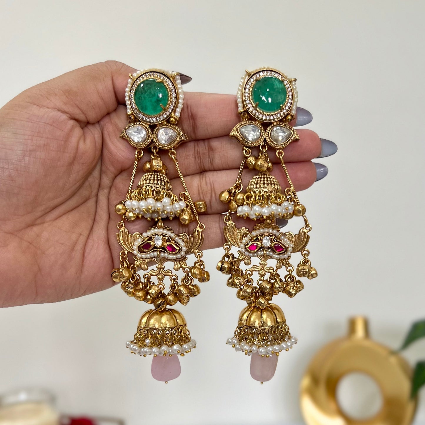 Maahira Gold Plated Fusion Jhumkas