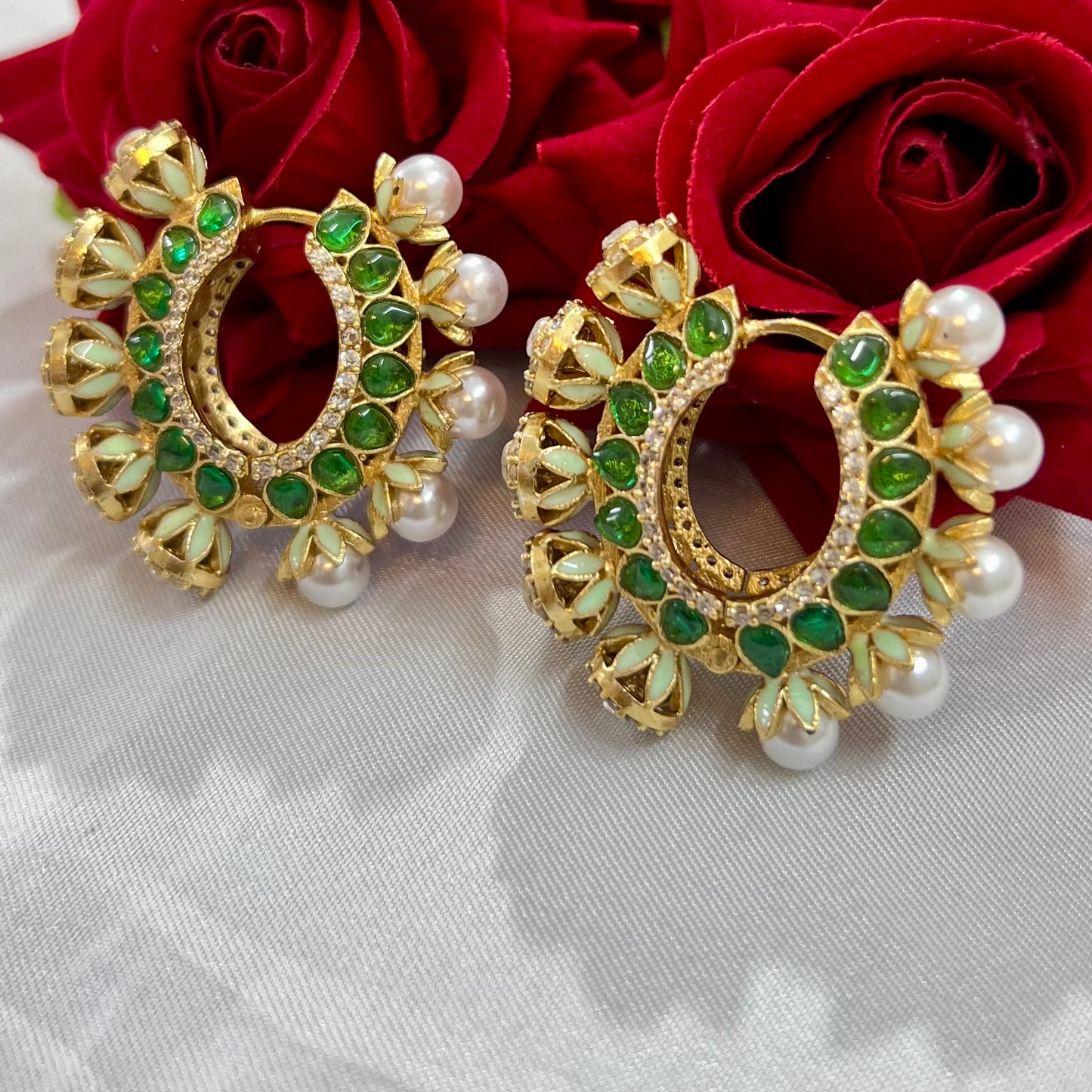 Aamara Polki Kundan Hoops Earrings