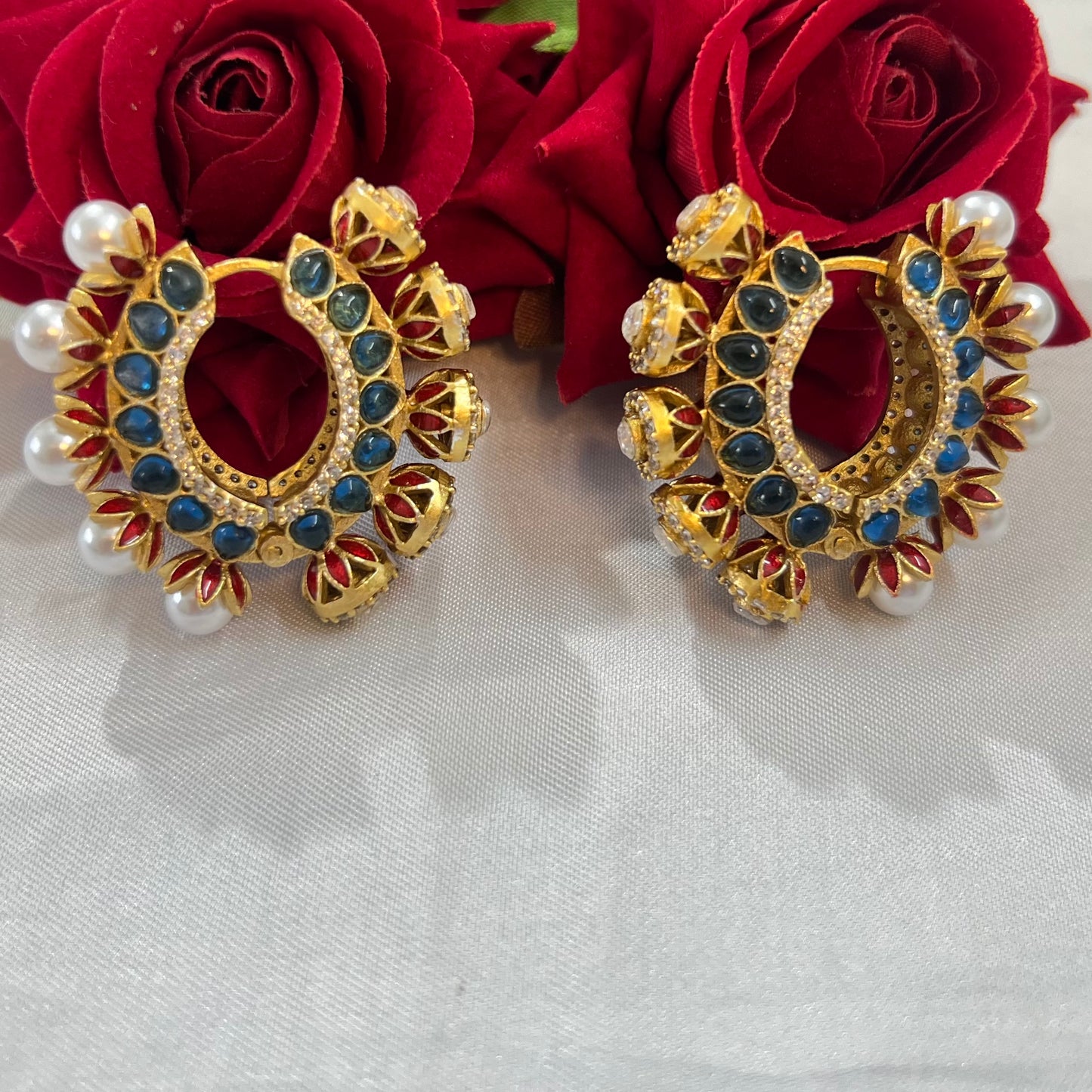 Aamara Polki Kundan Hoops Earrings