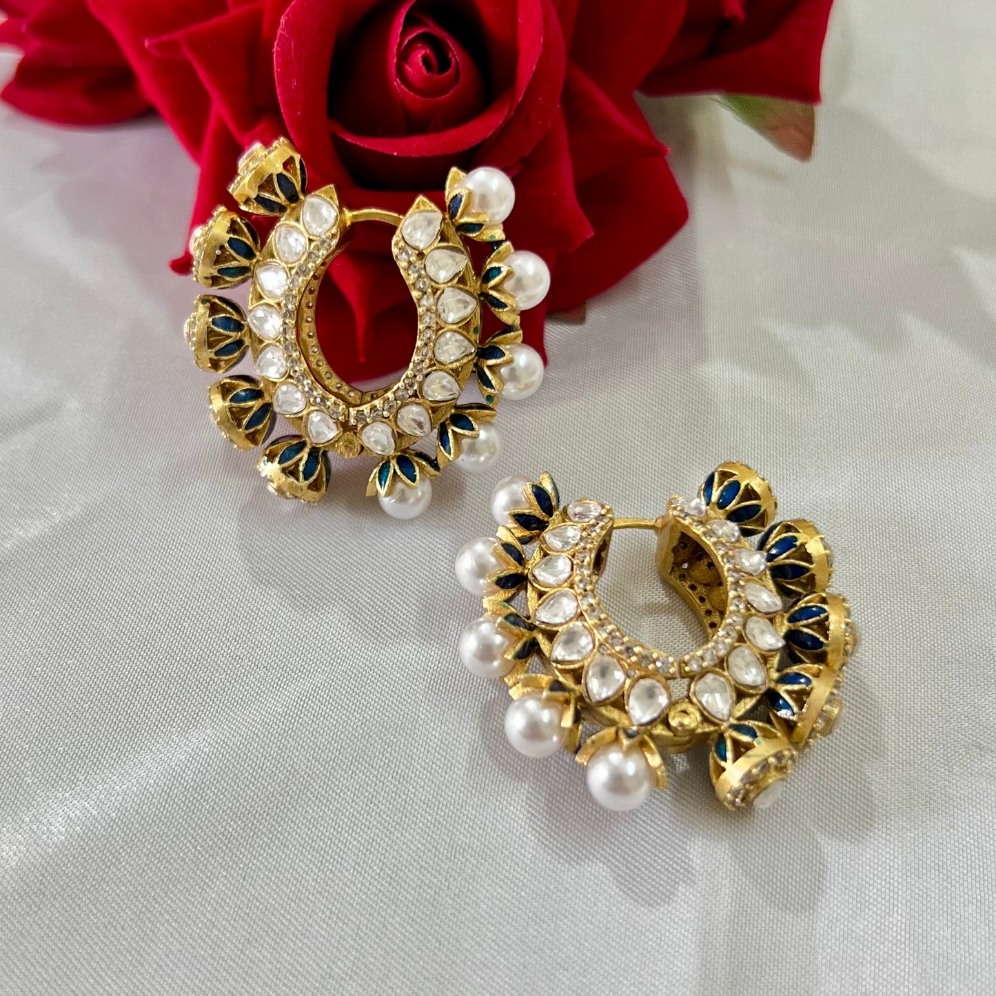Aamara Polki Kundan Hoops Earrings