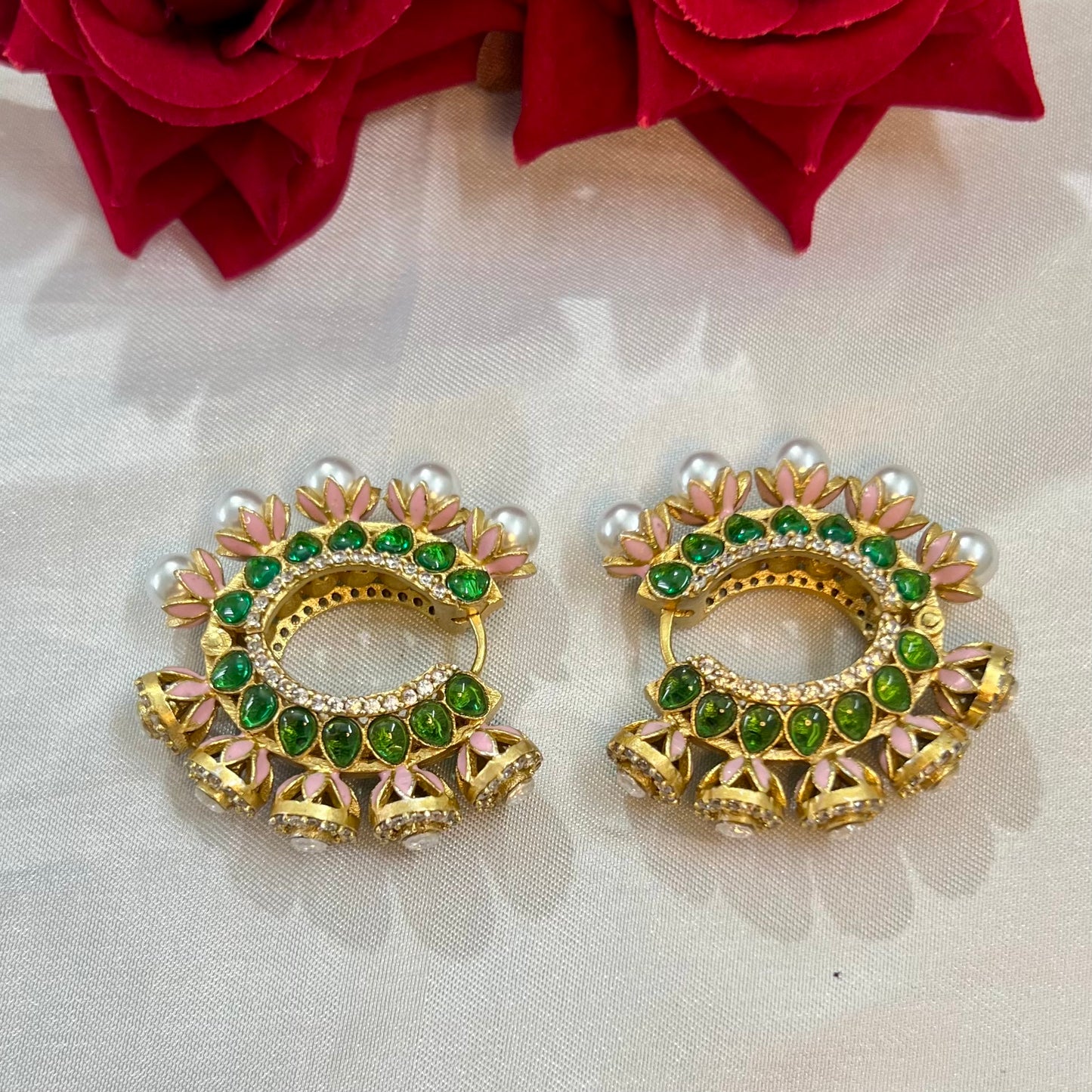 Aamara Polki Kundan Hoops Earrings