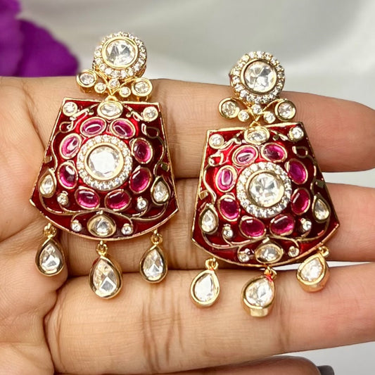 Rani Moissanite Kundan Earrings