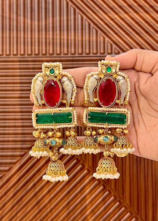 Maahi Gold Plated Earrings with Doublet Stone
