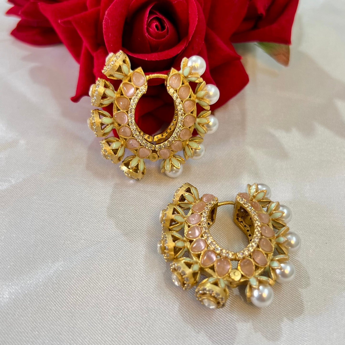 Aamara Polki Kundan Hoops Earrings