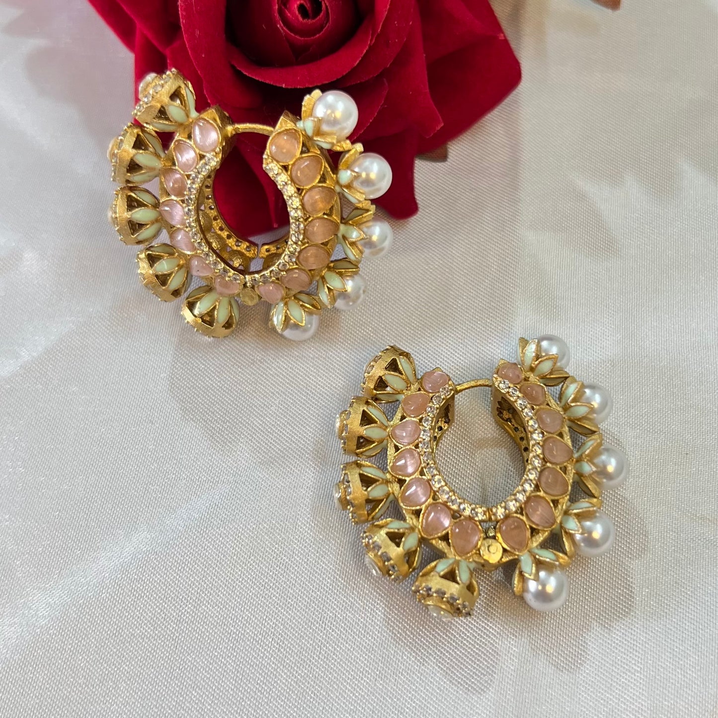 Aamara Polki Kundan Hoops Earrings