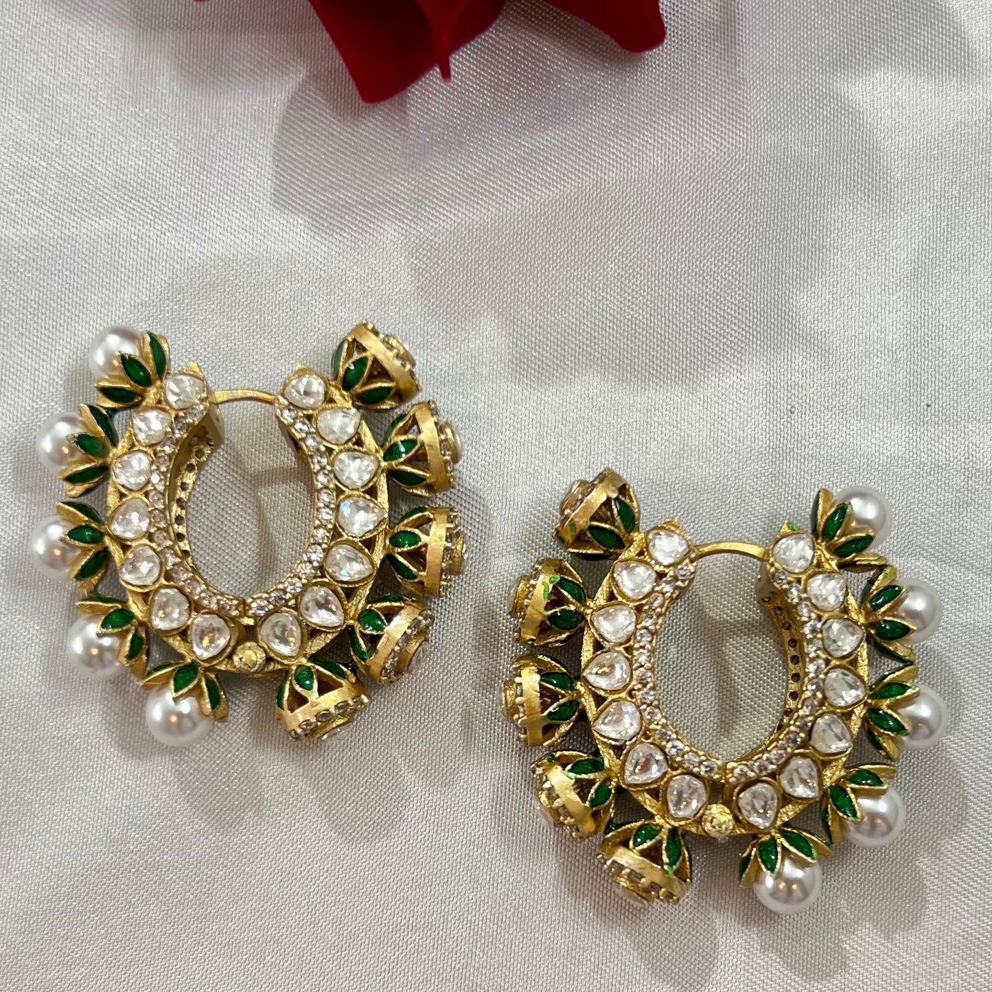 Aamara Polki Kundan Hoops Earrings