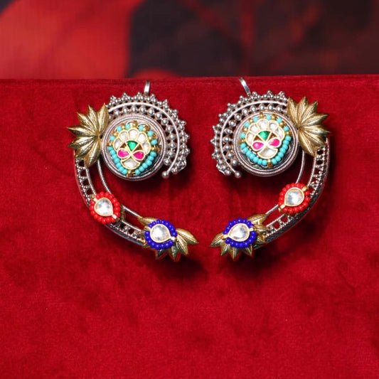 Madhuri Silver Look alike Kaanphool Earrings