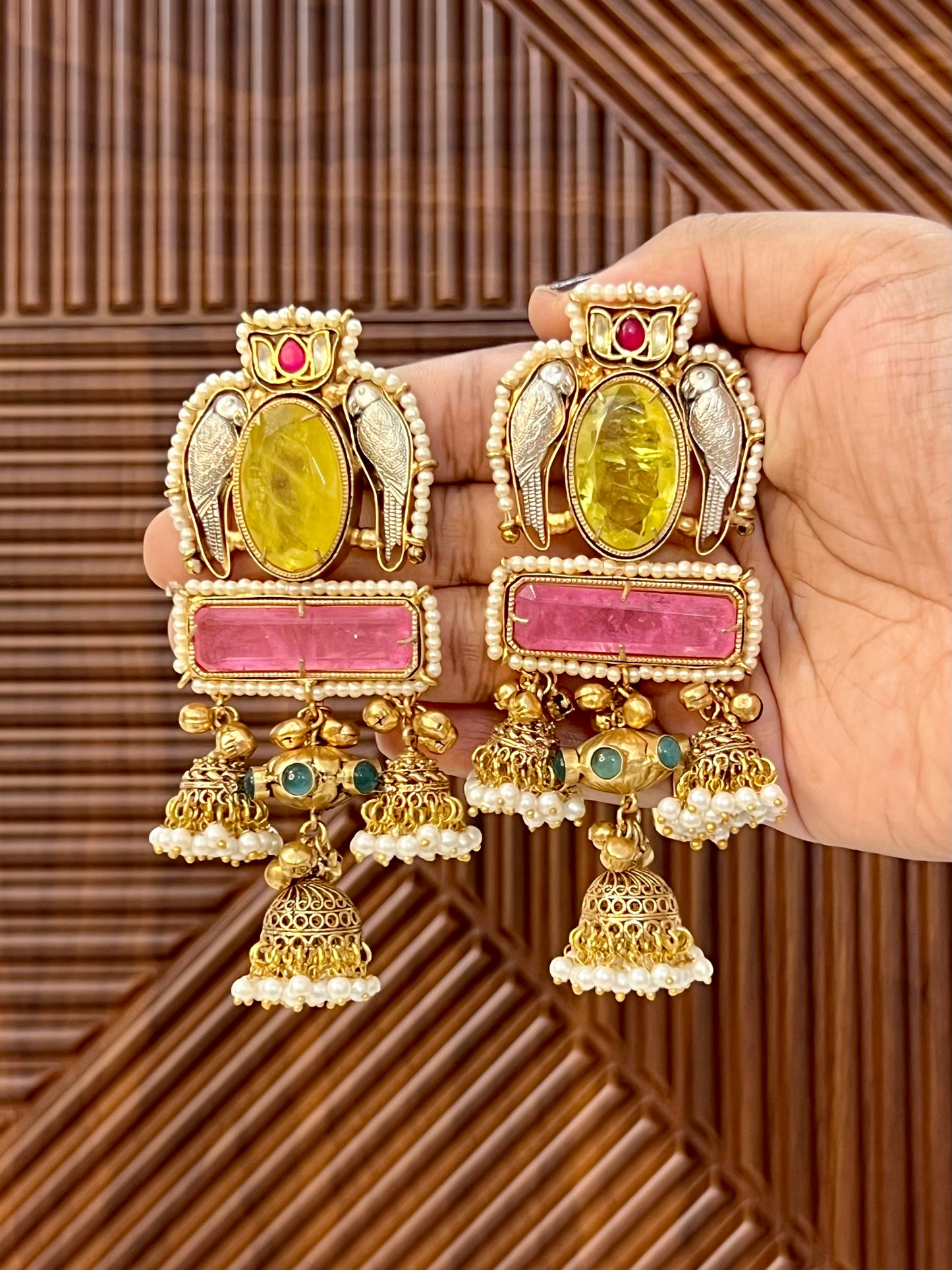 Maahi Gold Plated Earrings with Doublet Stone