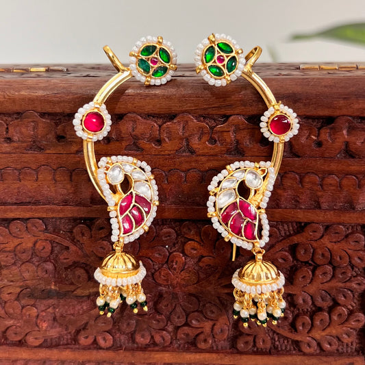 Radhika Gold plated Kaanphool Earrings