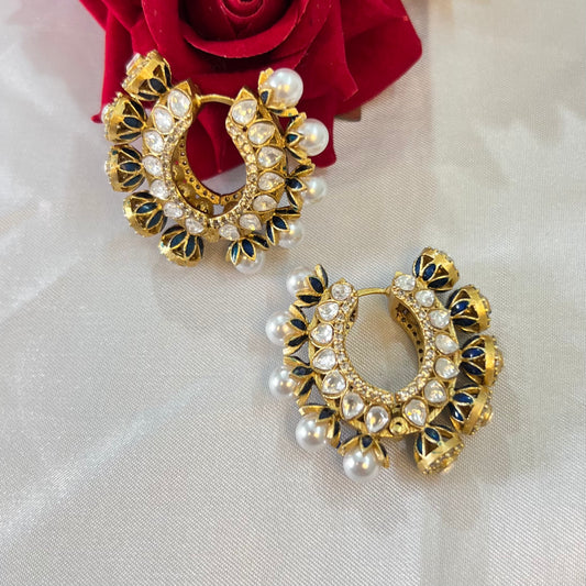 Aamara Polki Kundan Hoops Earrings