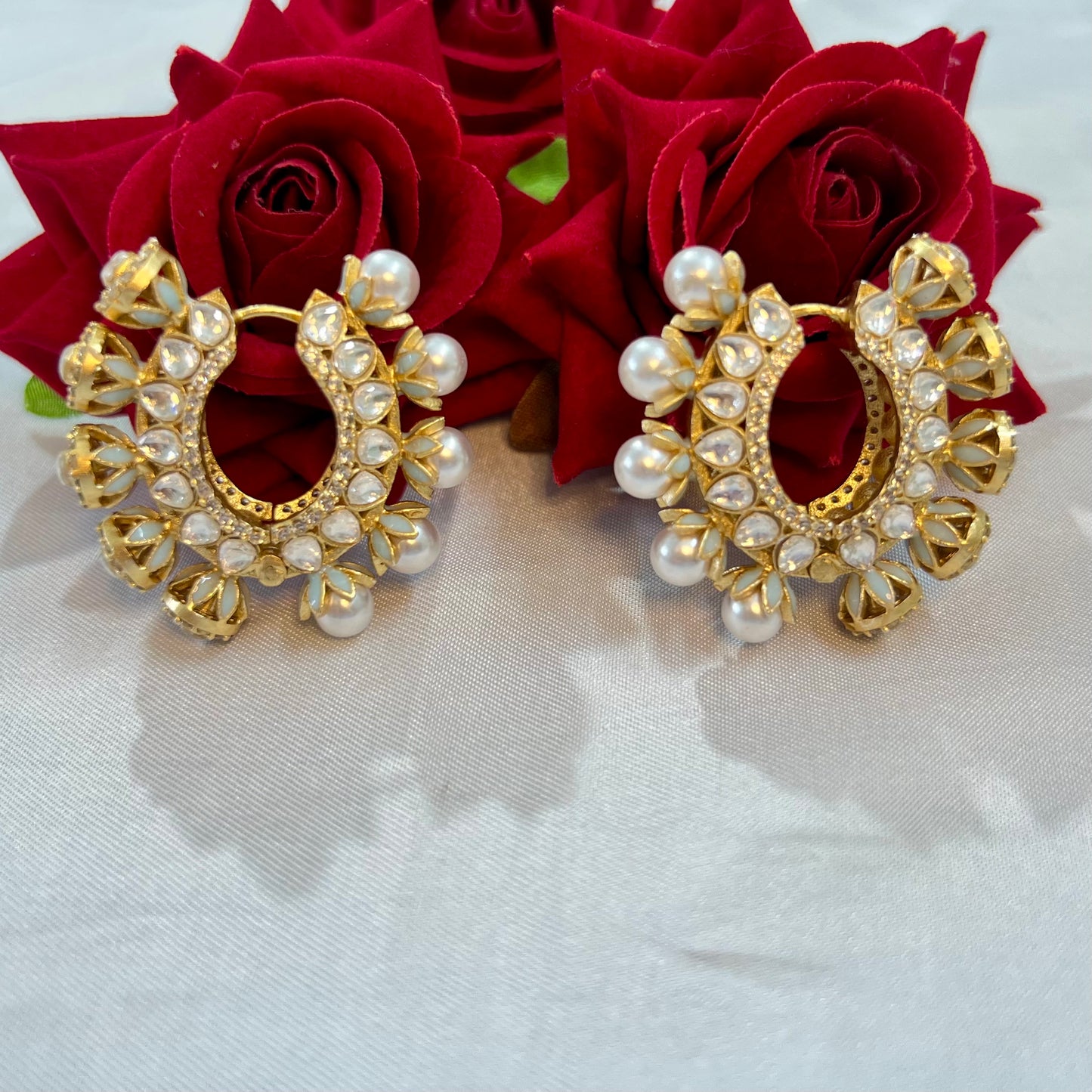 Aamara Polki Kundan Hoops Earrings