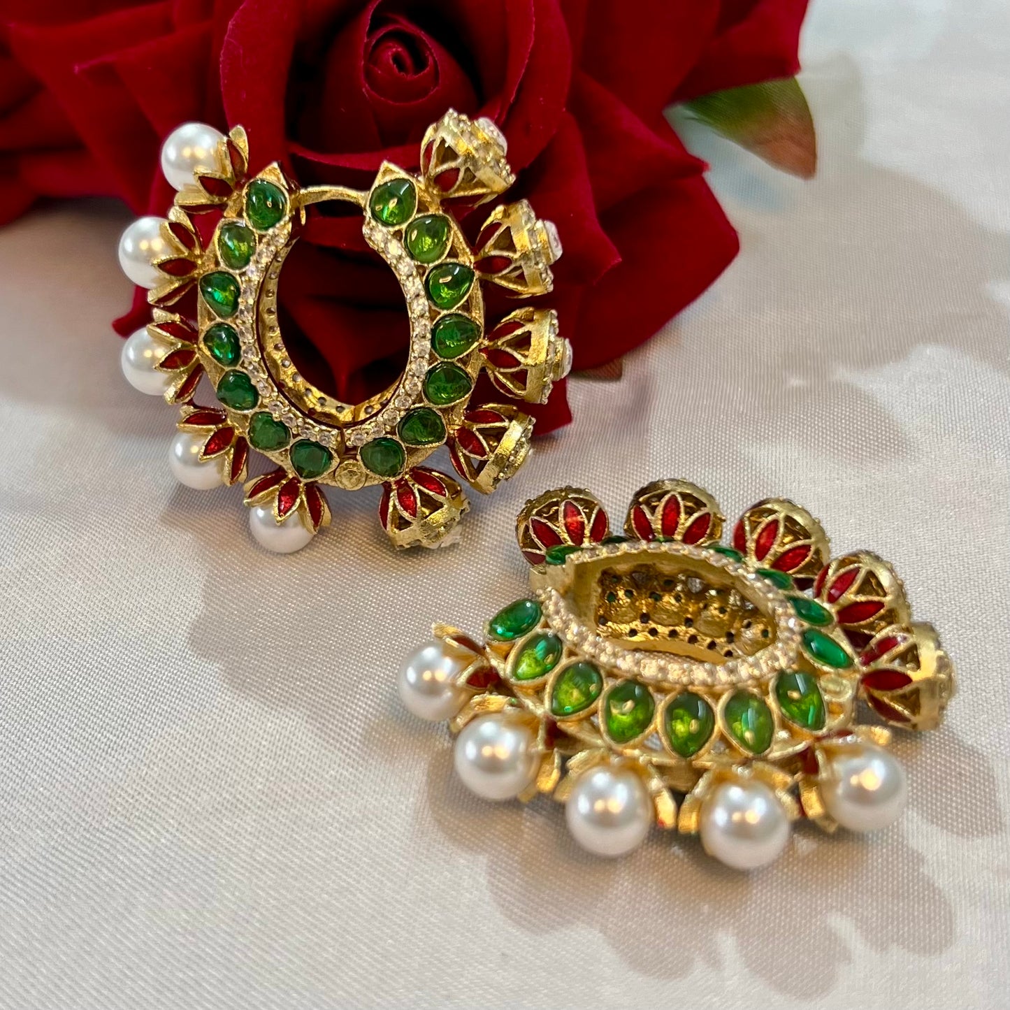 Aamara Polki Kundan Hoops Earrings
