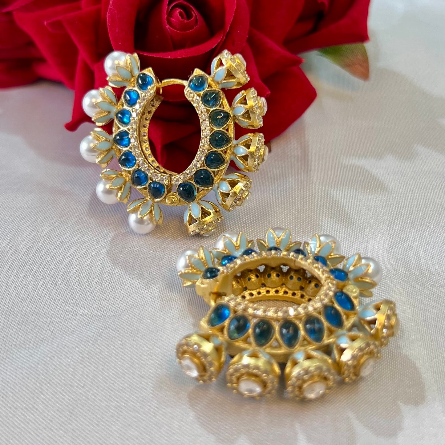 Aamara Polki Kundan Hoops Earrings