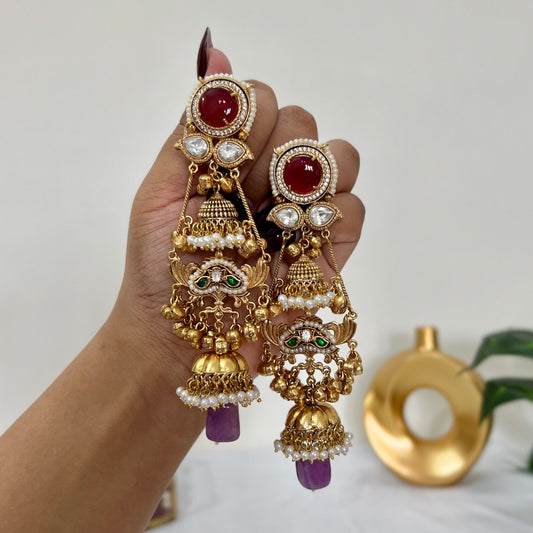 Maahira Gold Plated Fusion Jhumkas