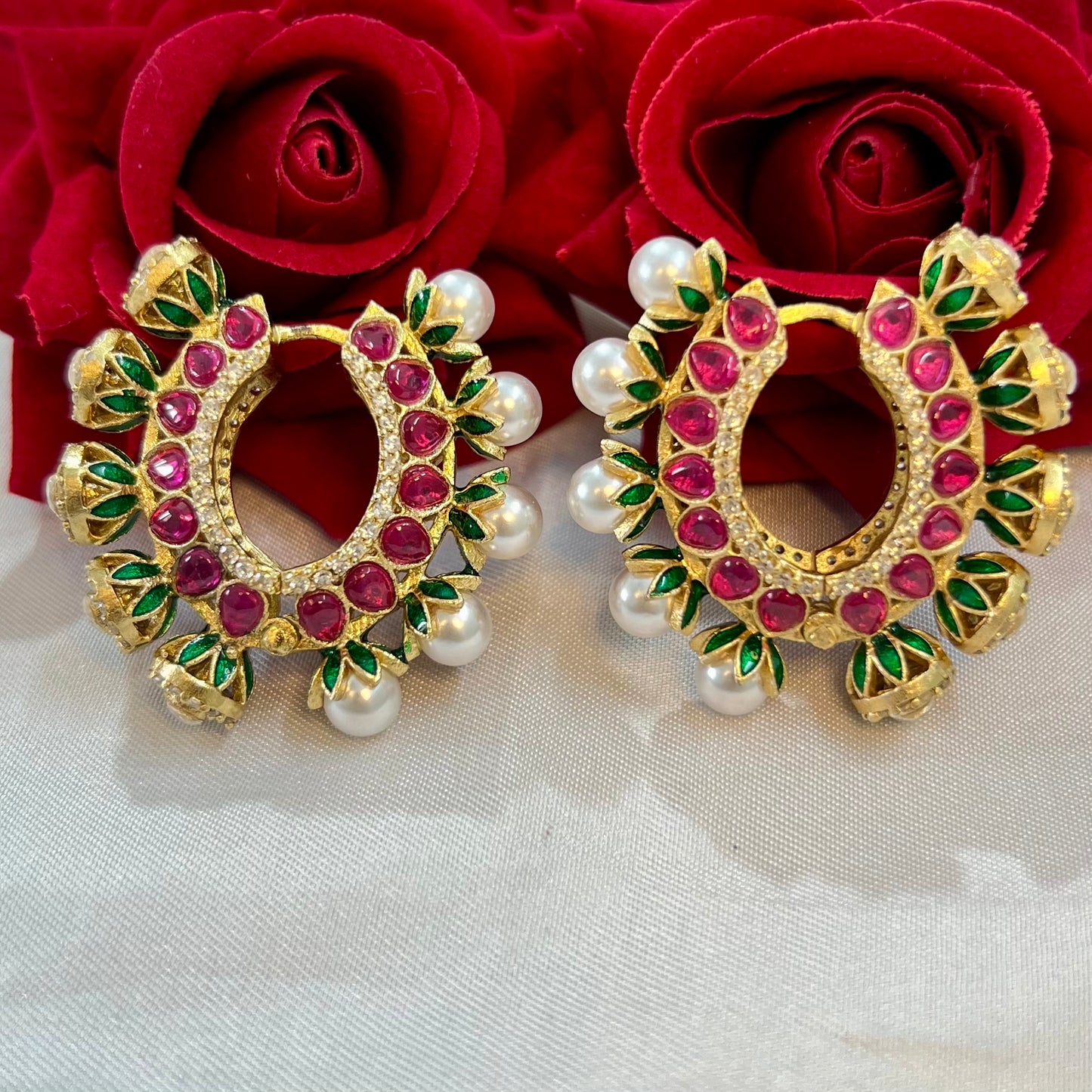 Aamara Polki Kundan Hoops Earrings