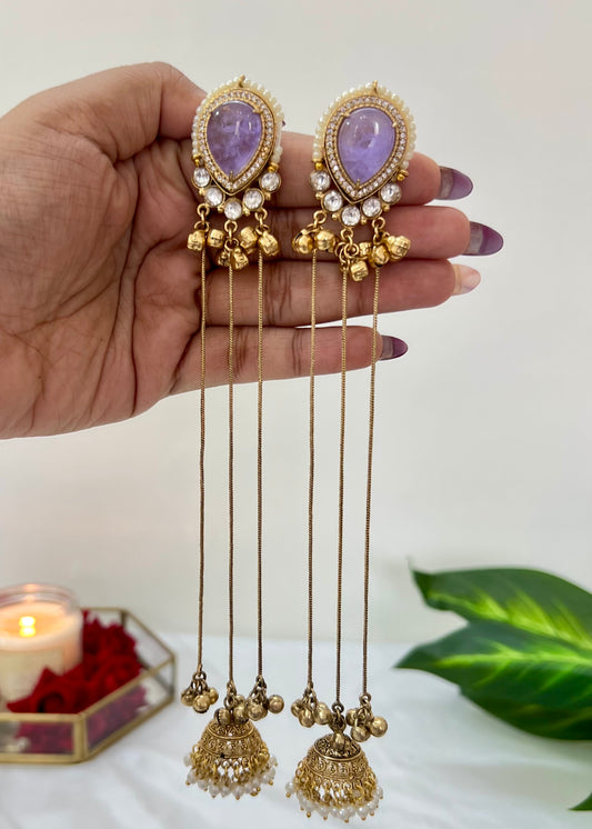 Aarohi 18k Gold Plated Kashmiri Dejhoor Earrings with Doublet Stone
