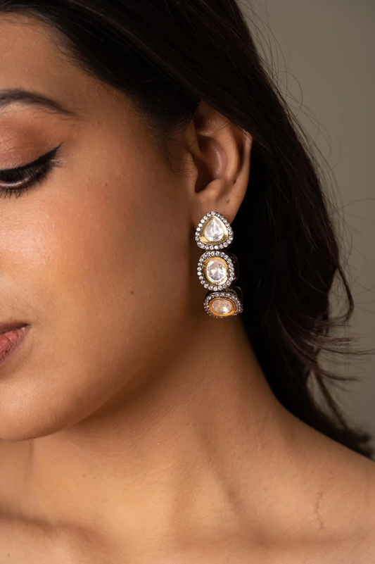 Meera Moissanite Kundan Hoops
