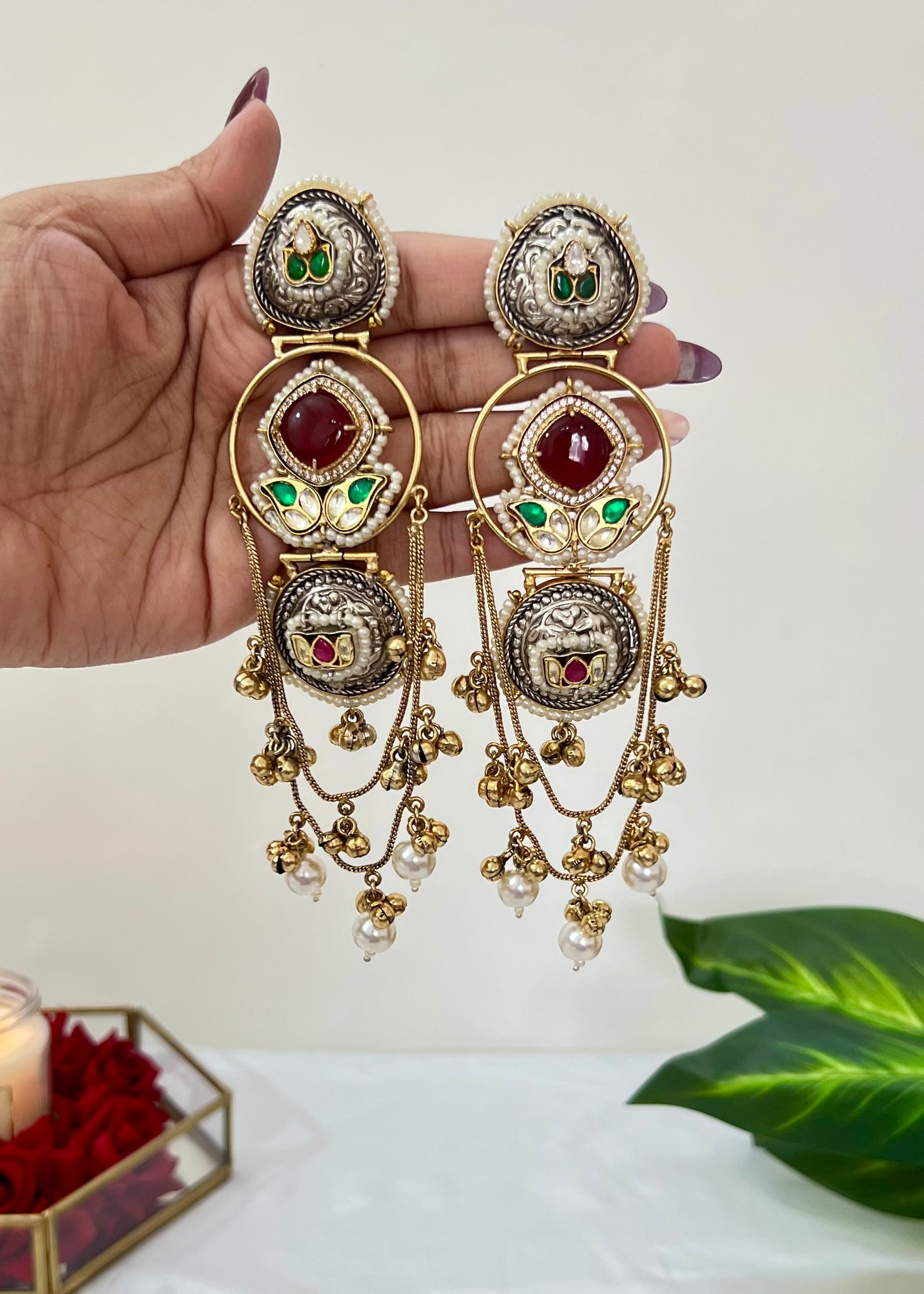 Rubina dual tone fusion dejhoor Kashmiri Earrings