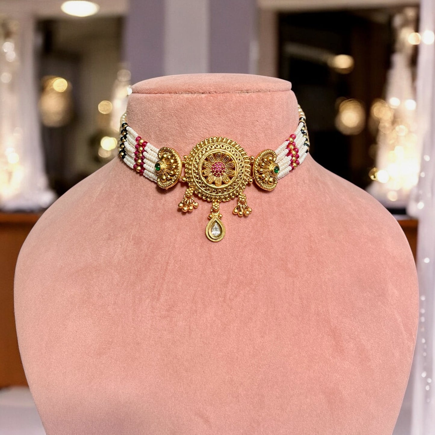 Radhika Rajwadi Gold Plated Jewellery Set