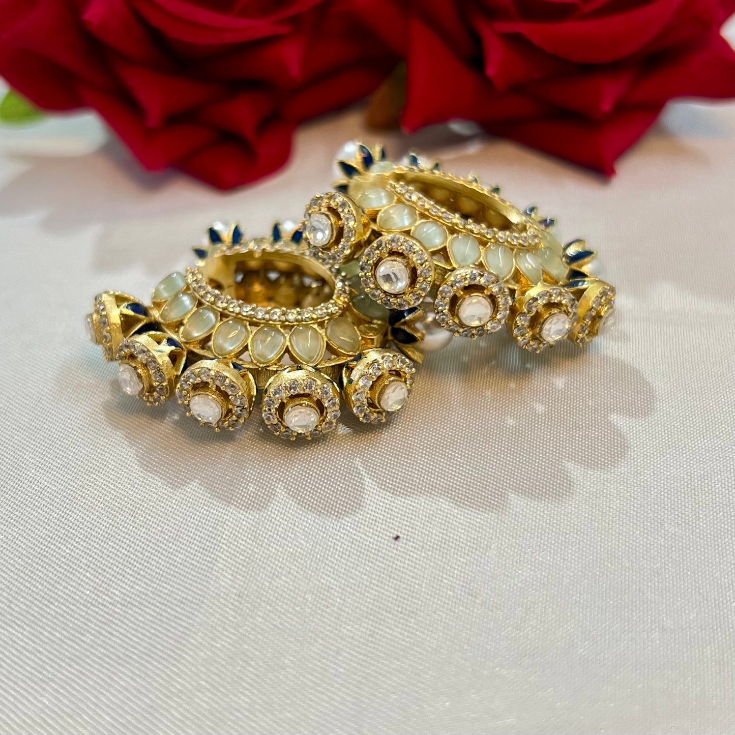 Aamara Polki Kundan Hoops Earrings