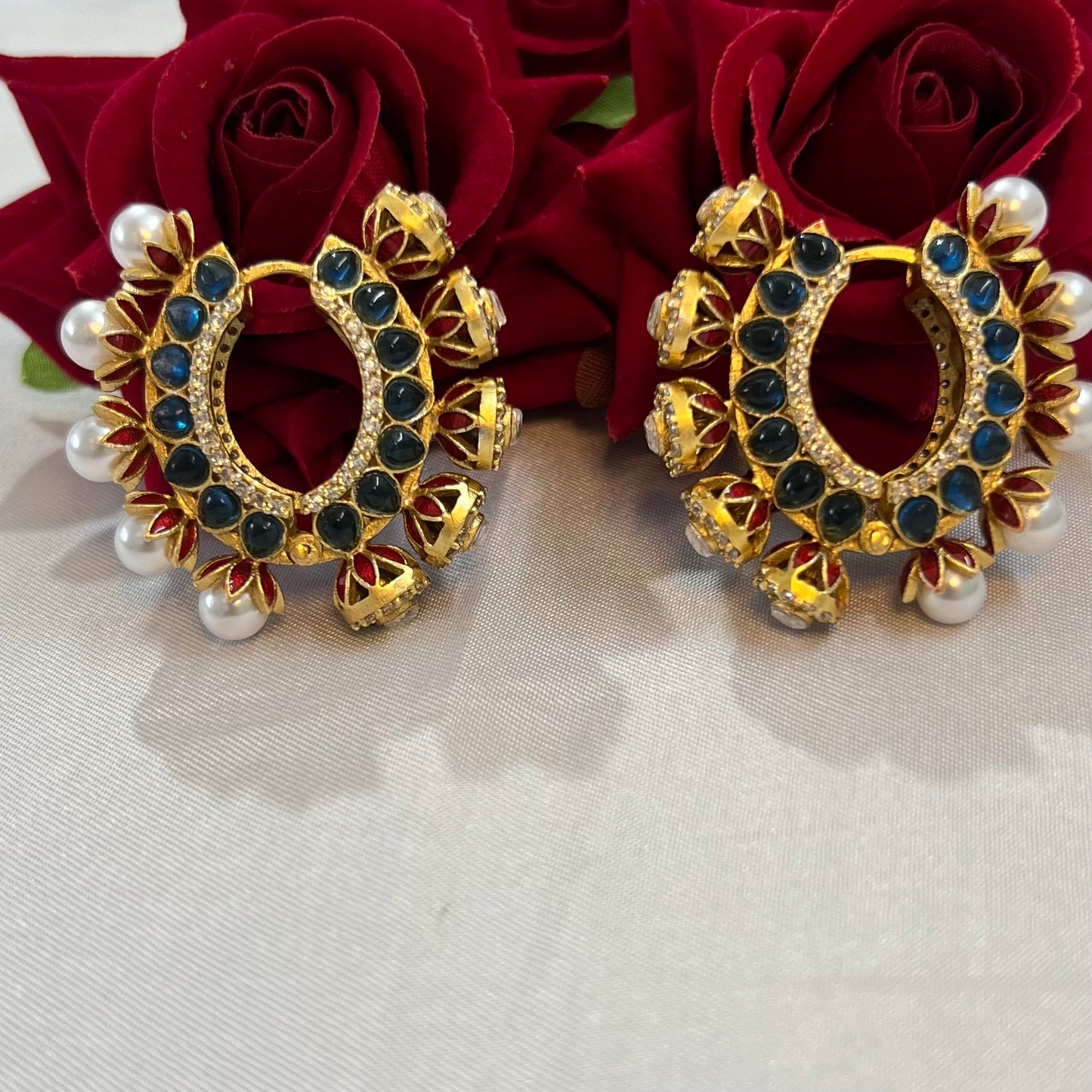 Aamara Polki Kundan Hoops Earrings