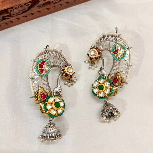 Morni Silver Look alike Kaanphool Earrings