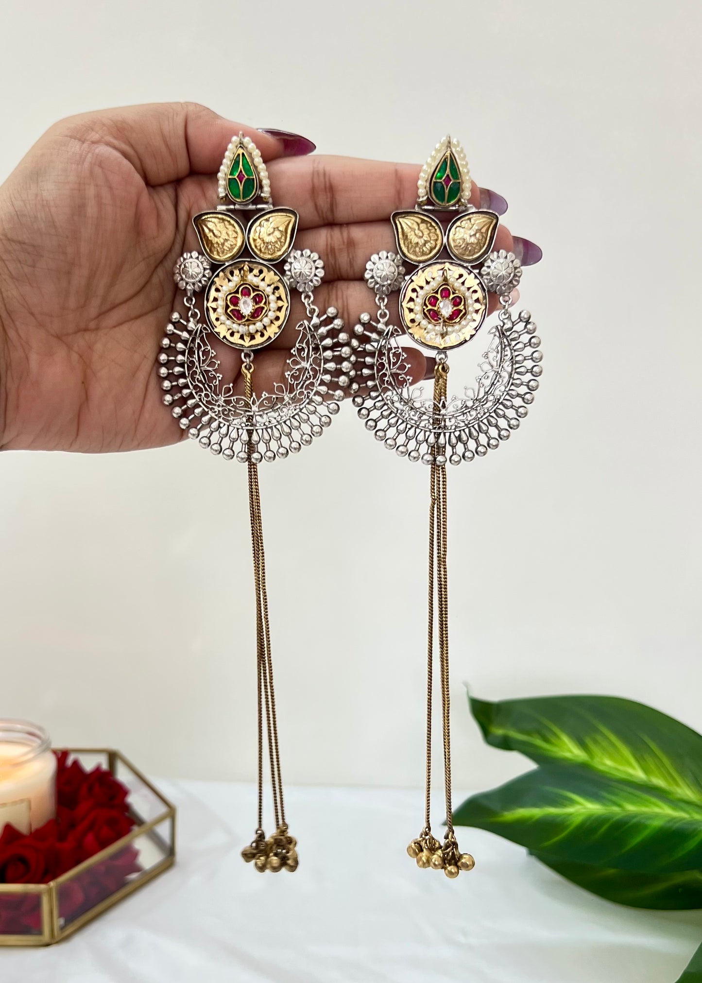 Ashmeet Dual tone Kashmiri Dejhoor Earrings