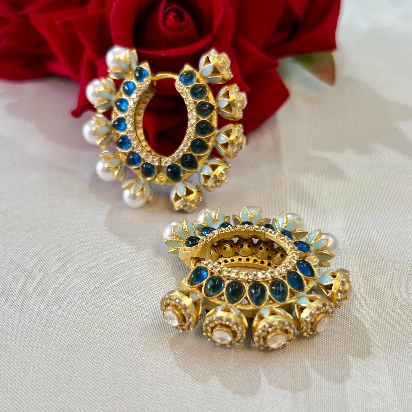 Aamara Polki Kundan Hoops Earrings