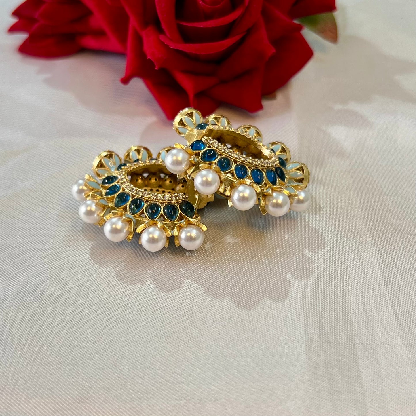 Aamara Polki Kundan Hoops Earrings