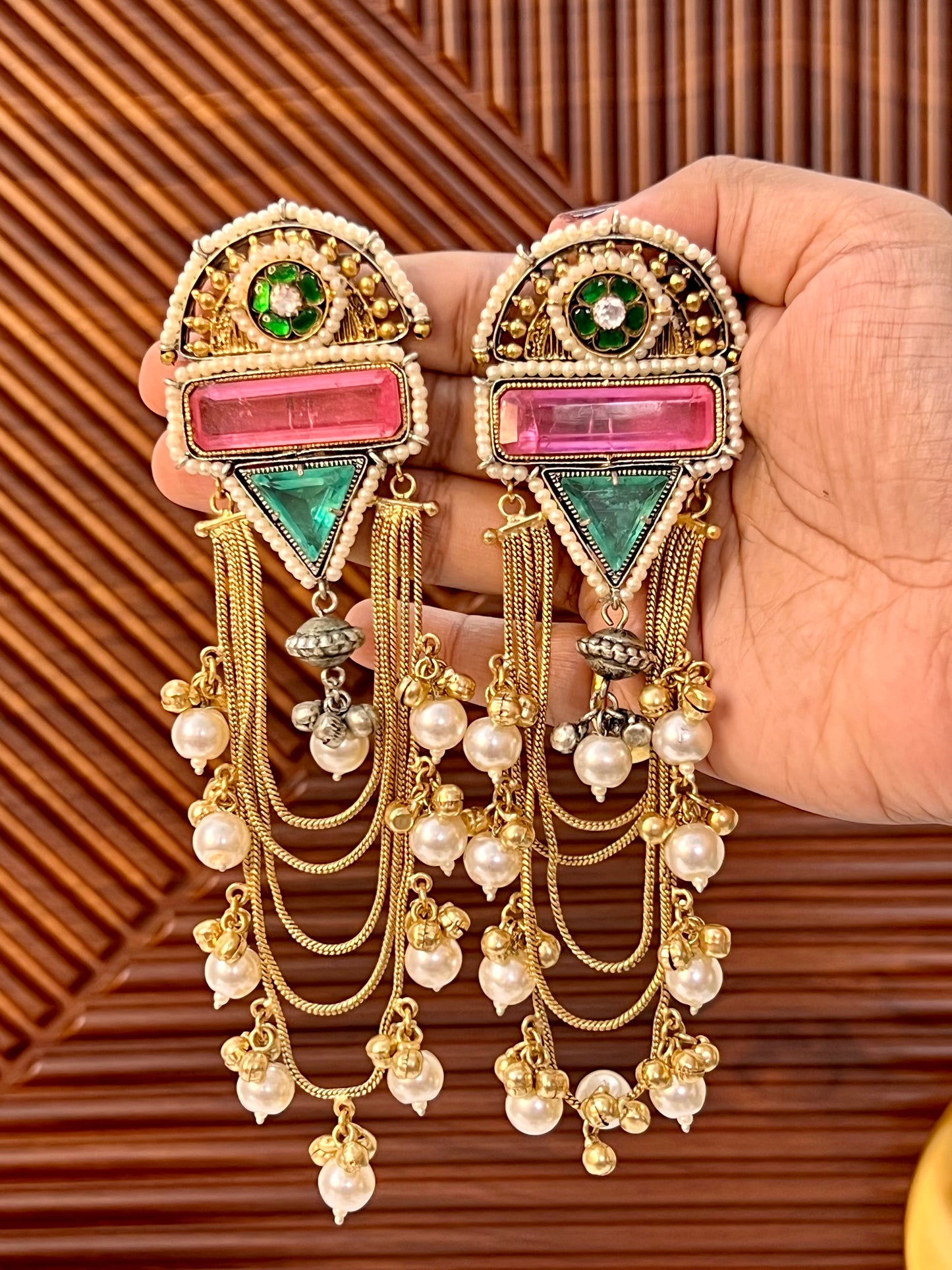 Kamini Gold and silver Plated Fusion Jhumkas