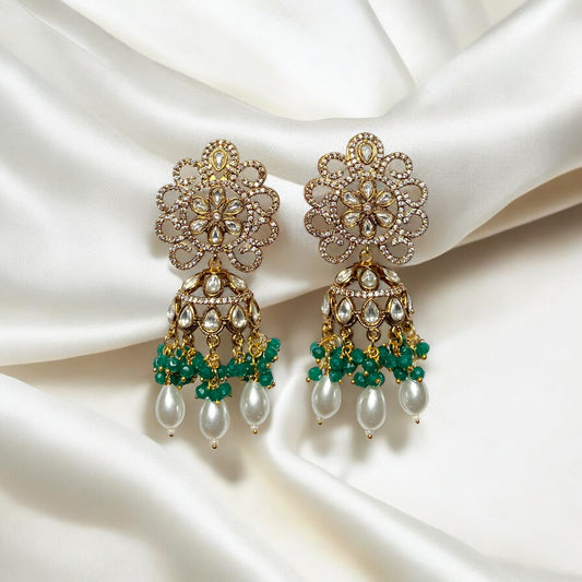 Akshara Antique Gold Plated American Diamond Jewellery Set