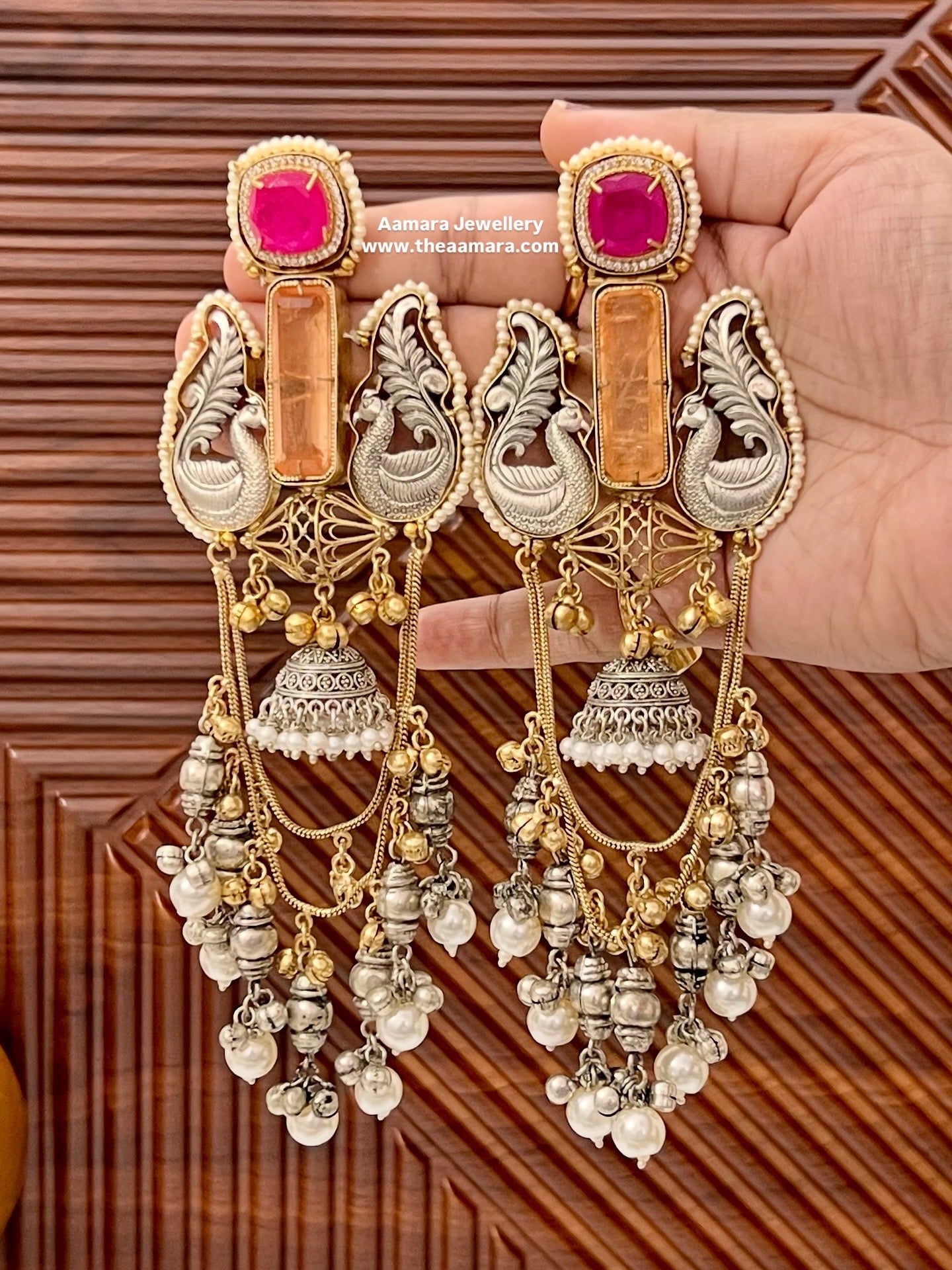 Shakti Gold and silver Plated Fusion Jhumkas