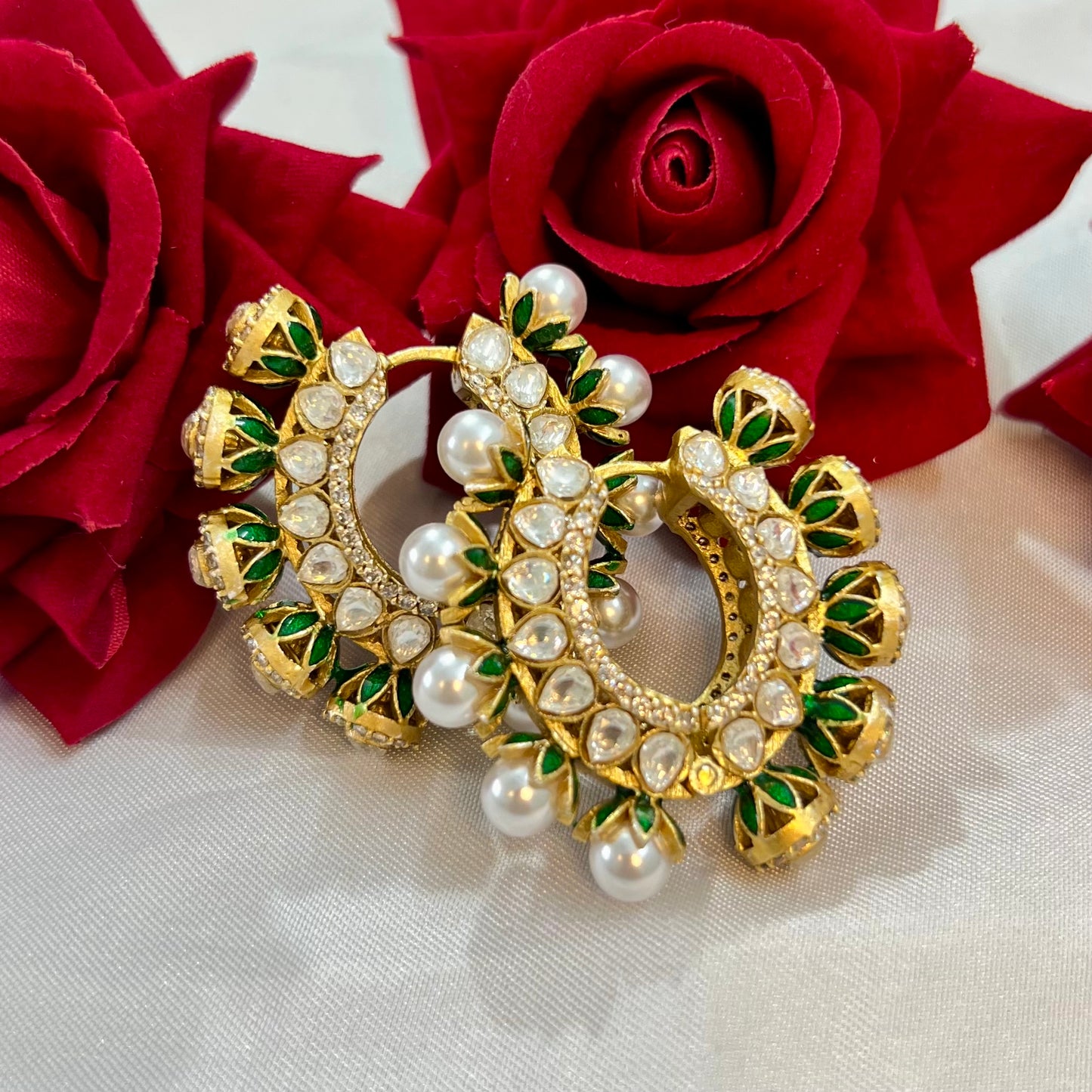 Aamara Polki Kundan Hoops Earrings