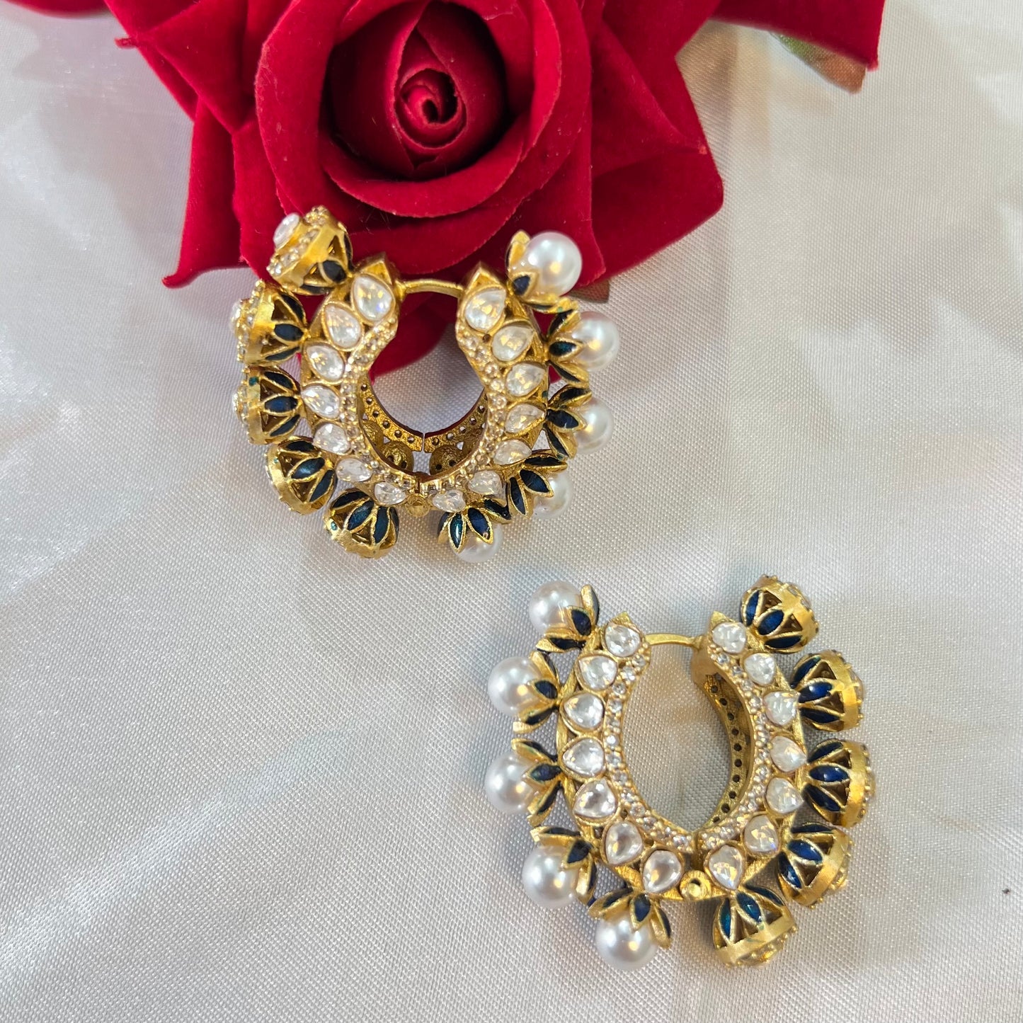 Aamara Polki Kundan Hoops Earrings