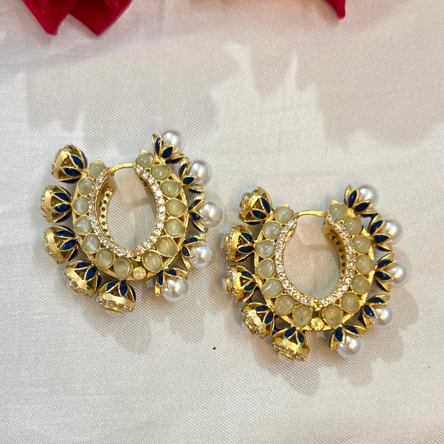 Aamara Polki Kundan Hoops Earrings