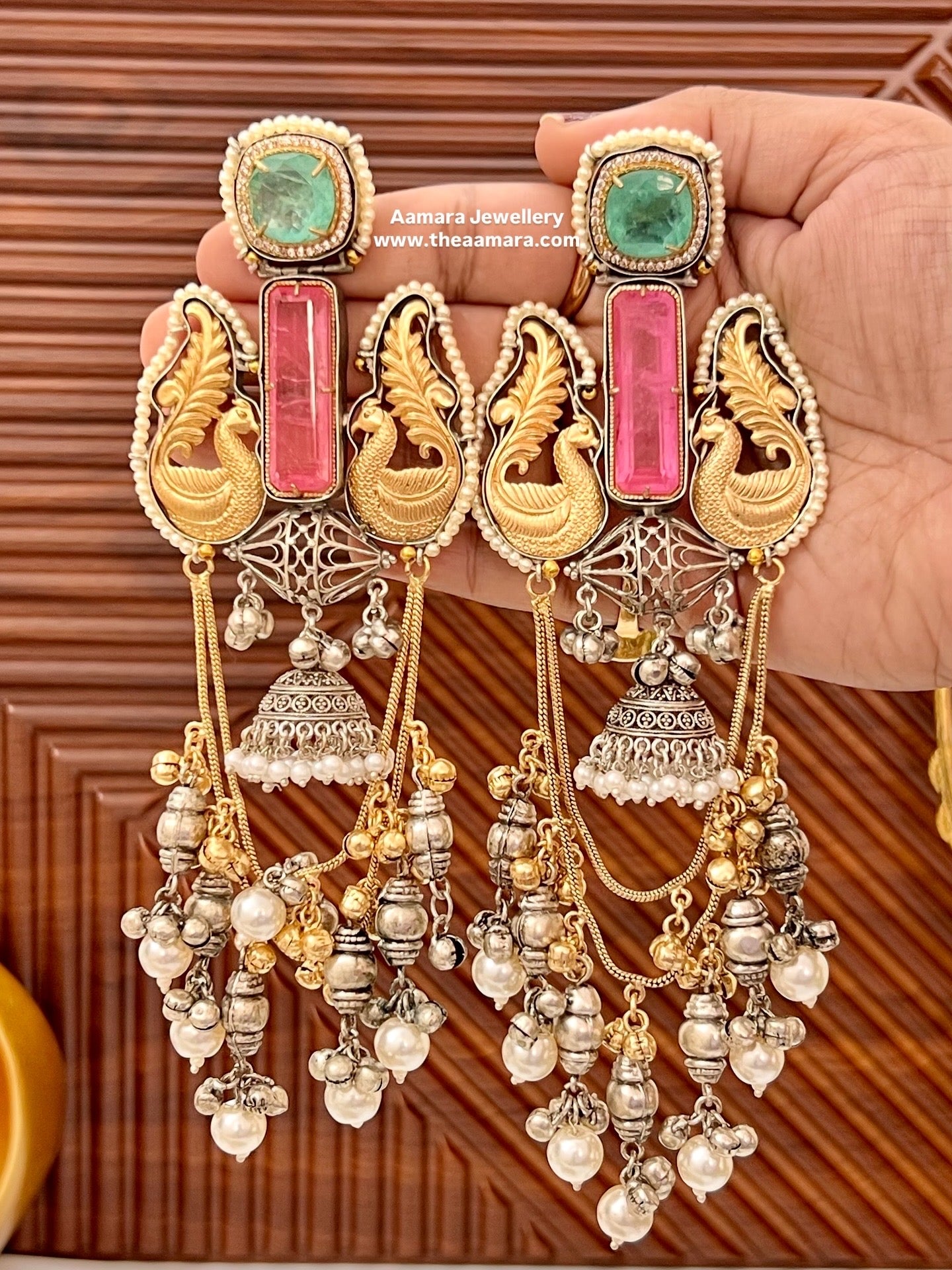 Shakti Gold and silver Plated Fusion Jhumkas