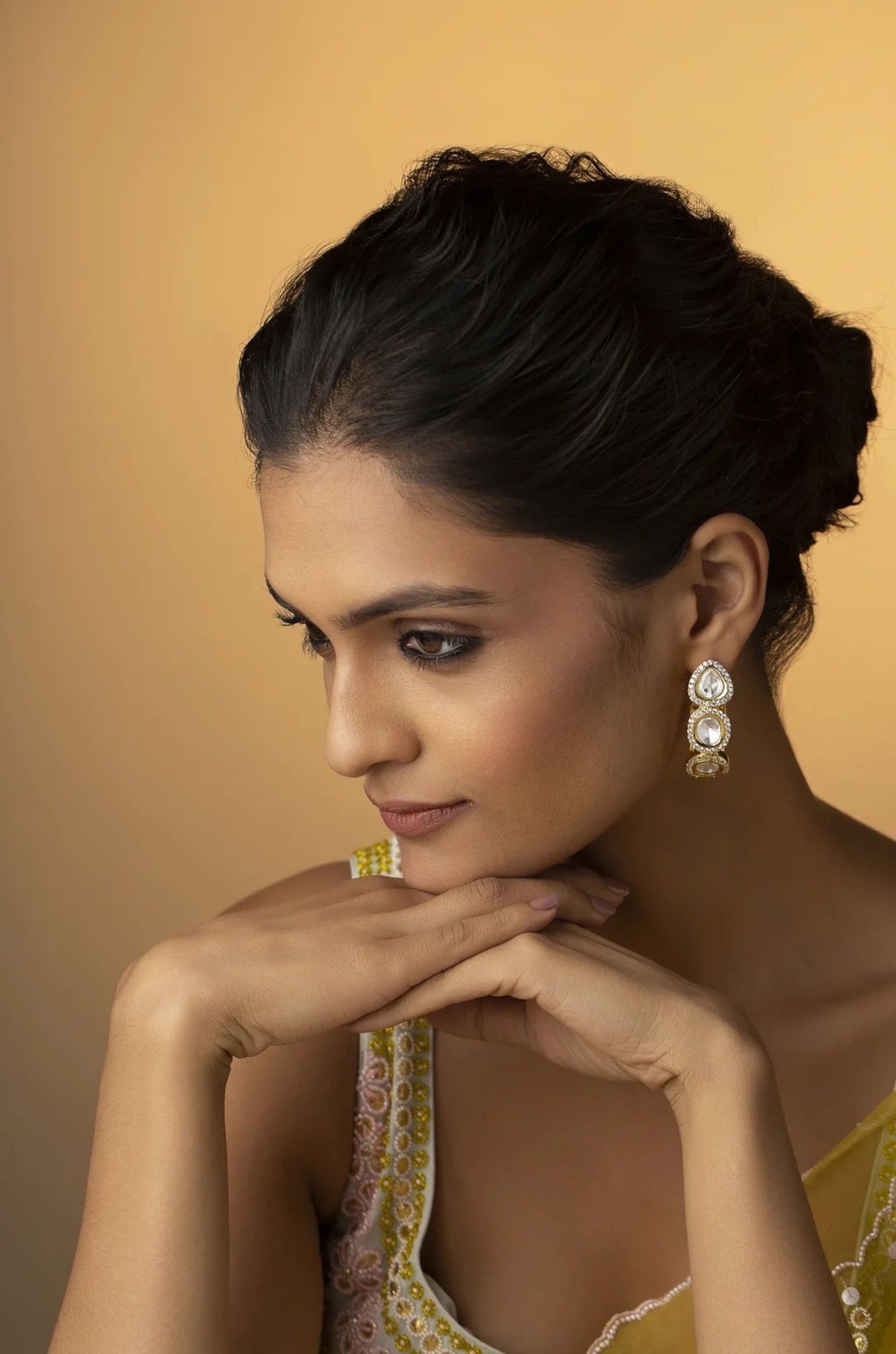 Meera Moissanite Kundan Hoops