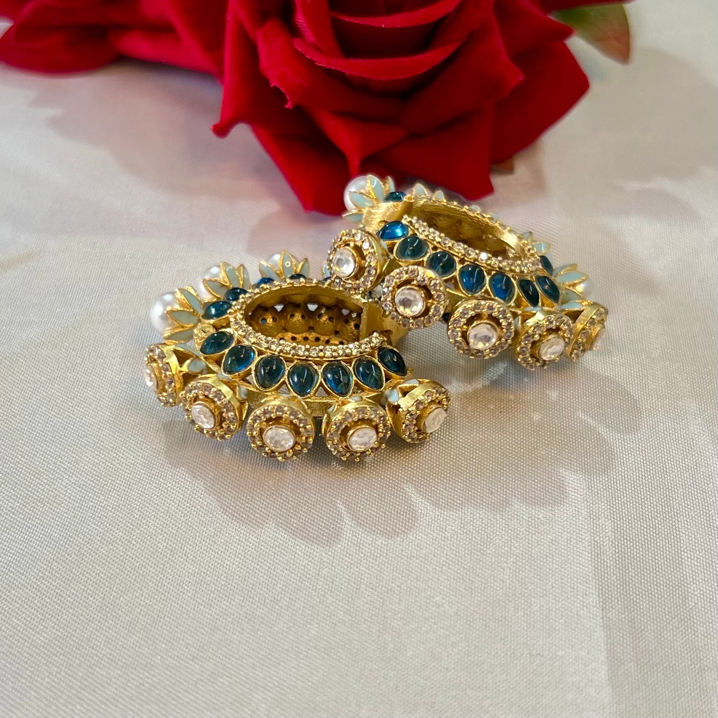 Aamara Polki Kundan Hoops Earrings