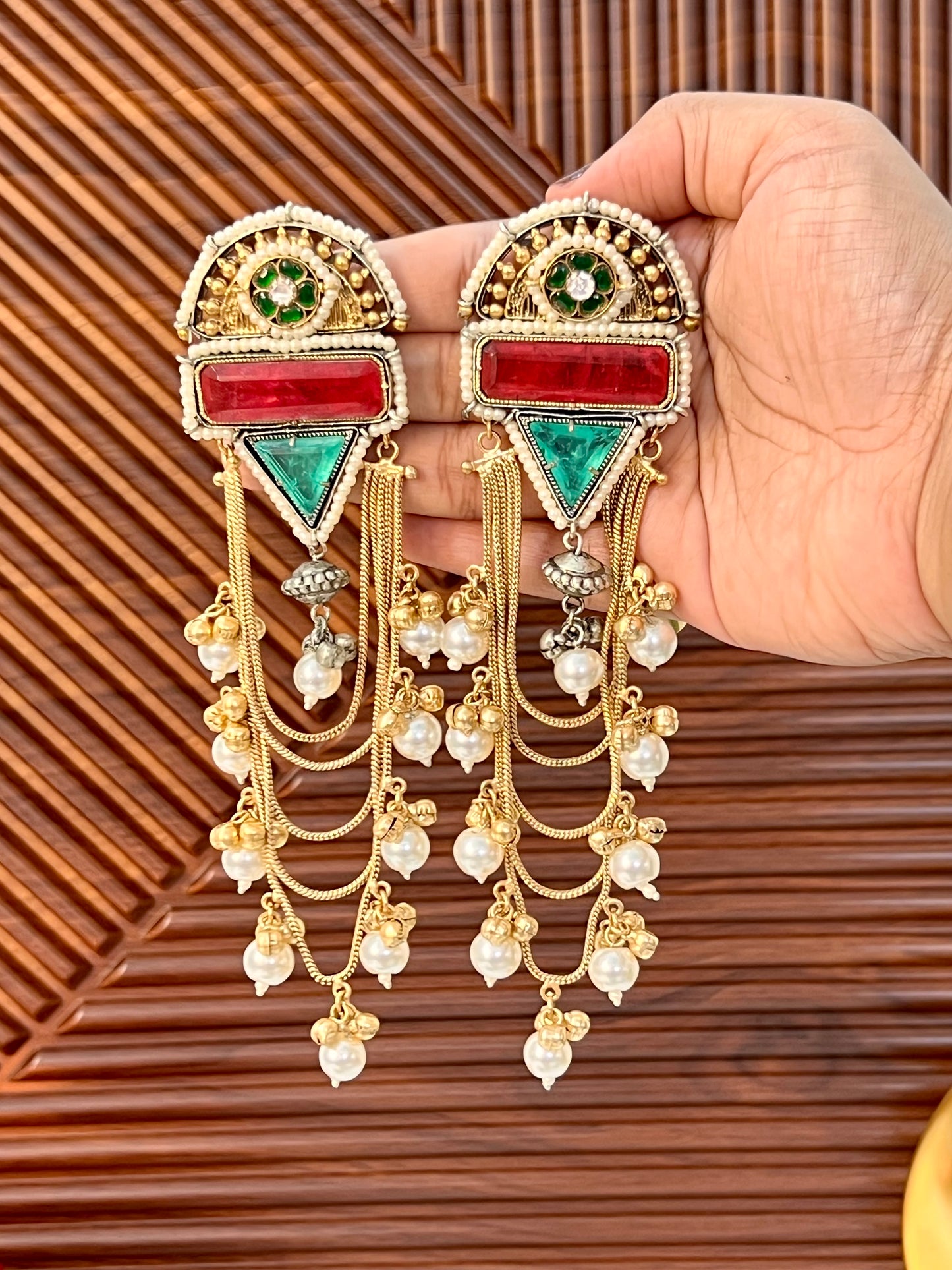 Kamini Gold and silver Plated Fusion Jhumkas