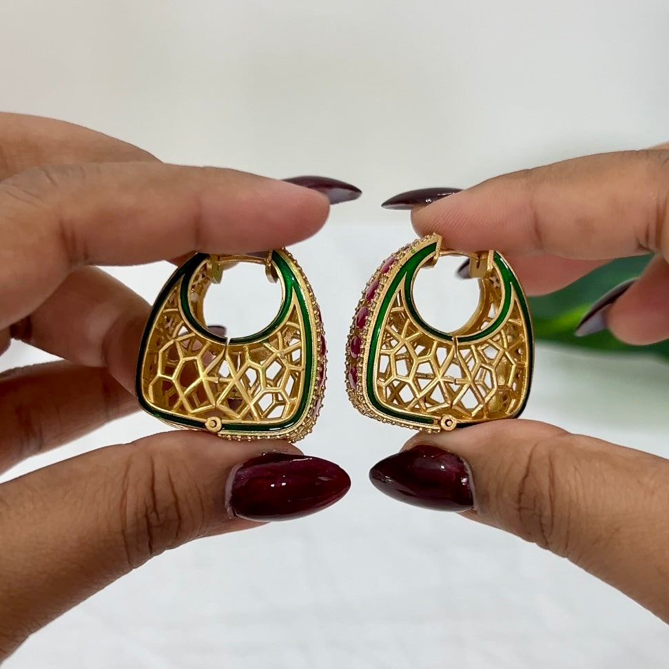 Naira Moissanite Kundan Hoops