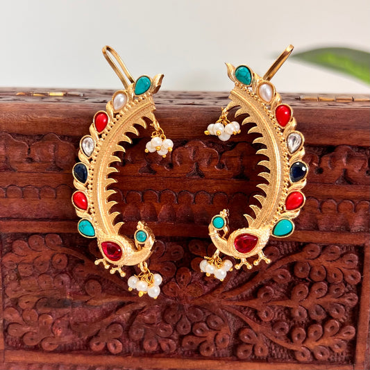 Preeti Gold plated Kaanphool Earrings