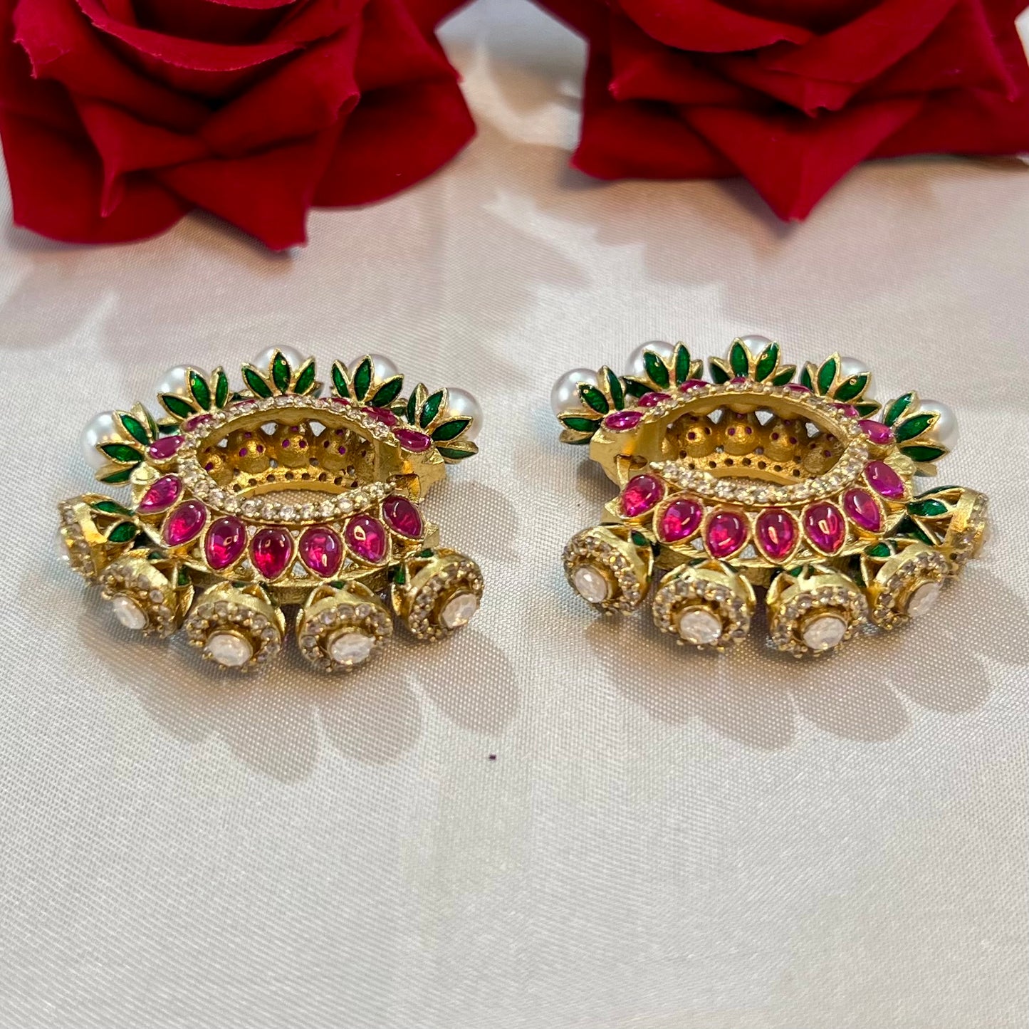 Aamara Polki Kundan Hoops Earrings