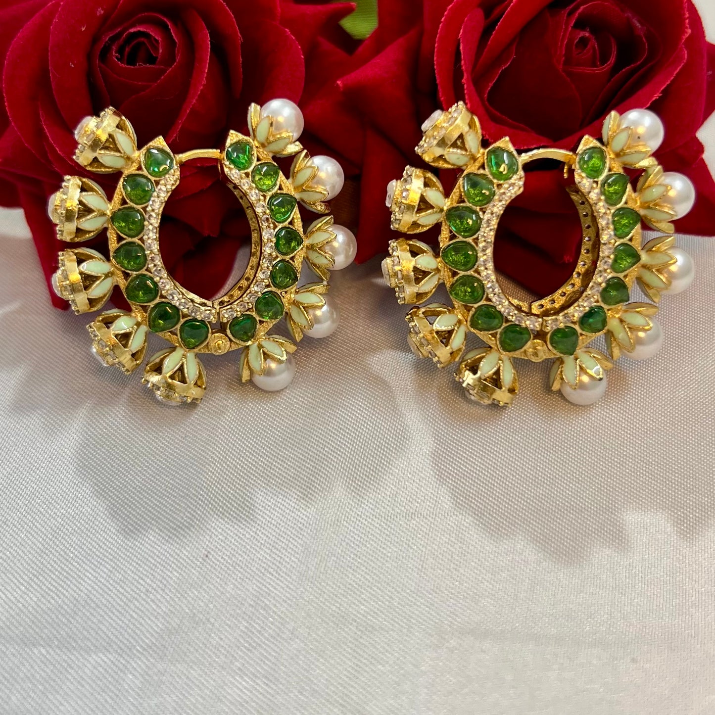 Aamara Polki Kundan Hoops Earrings
