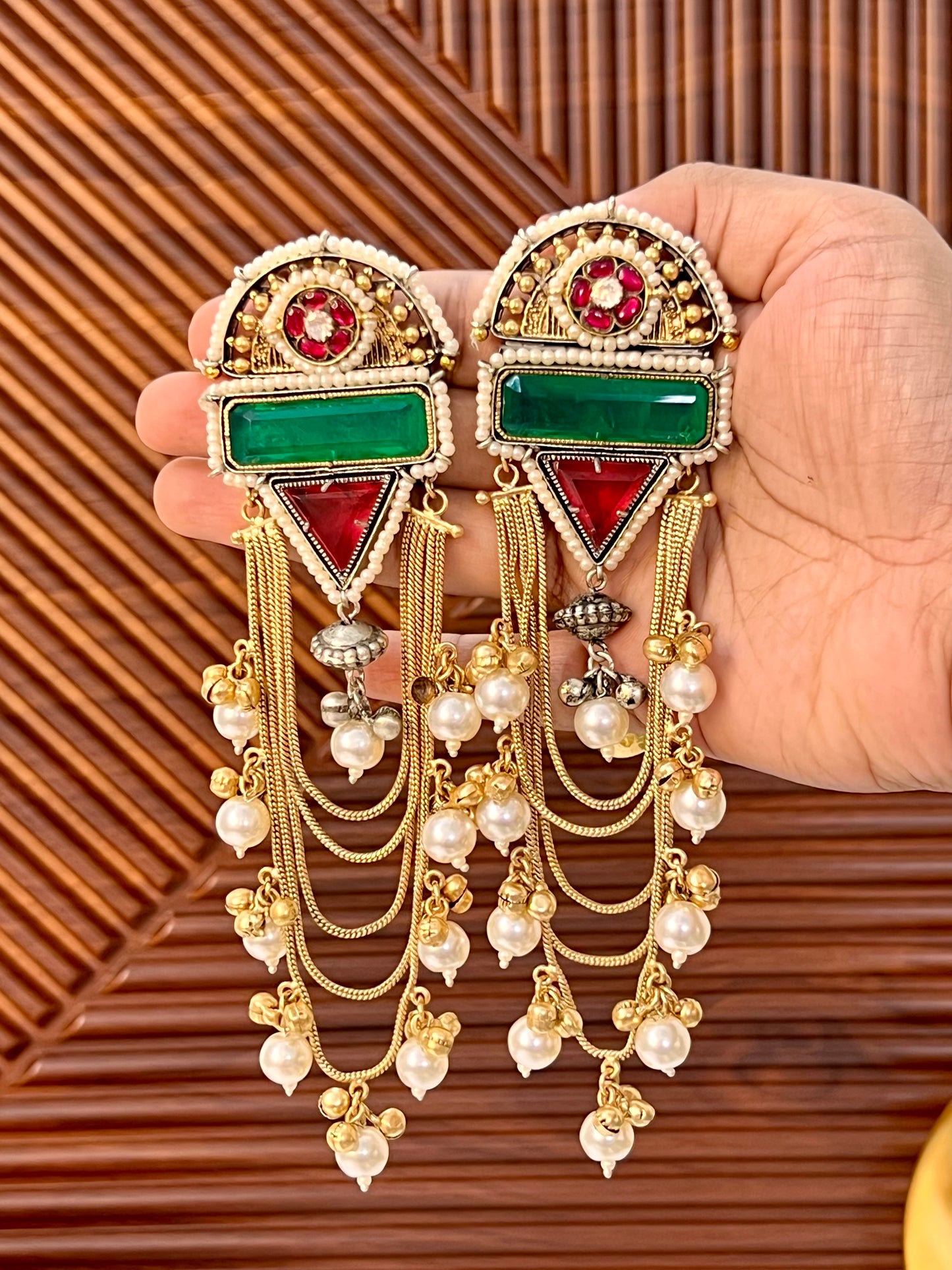 Kamini Gold and silver Plated Fusion Jhumkas