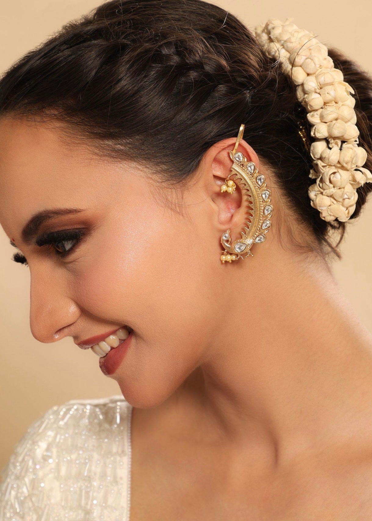 Preeti Gold plated Kaanphool Earrings