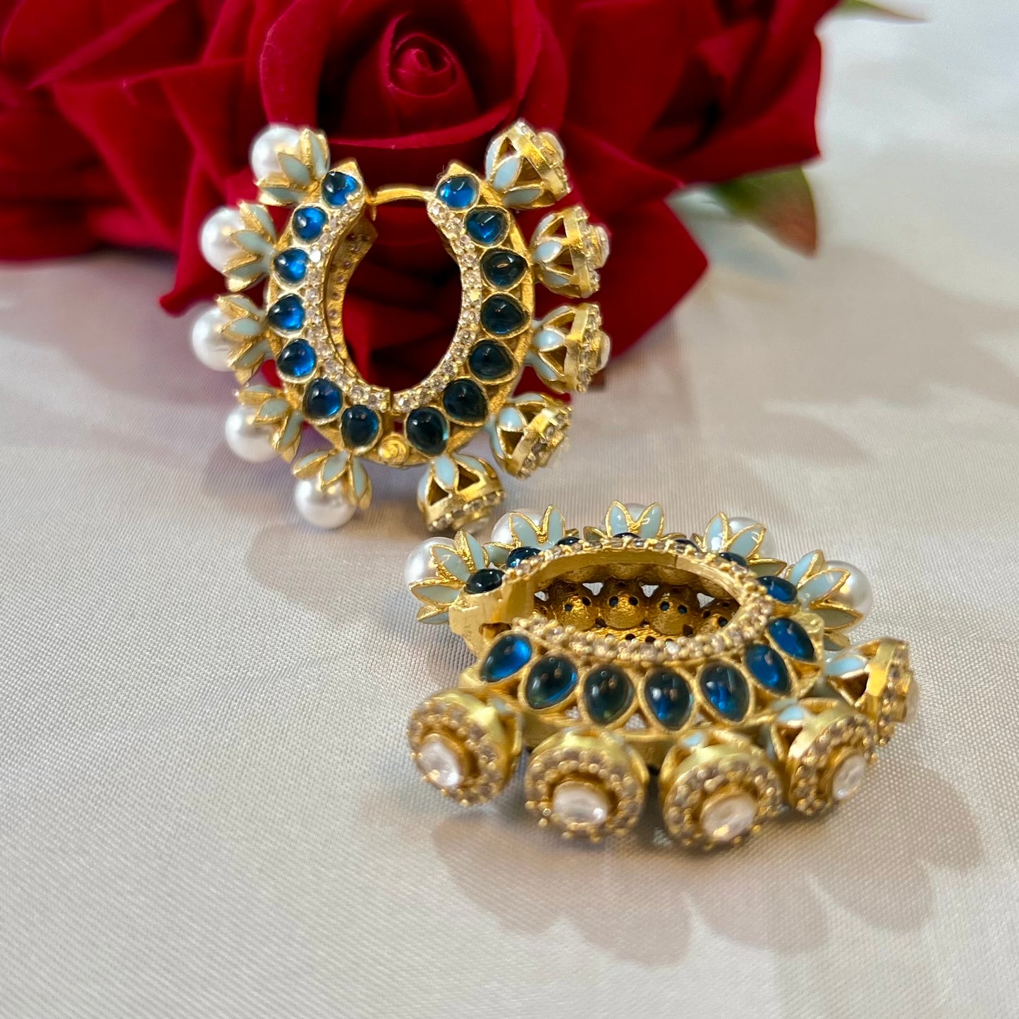 Aamara Polki Kundan Hoops Earrings