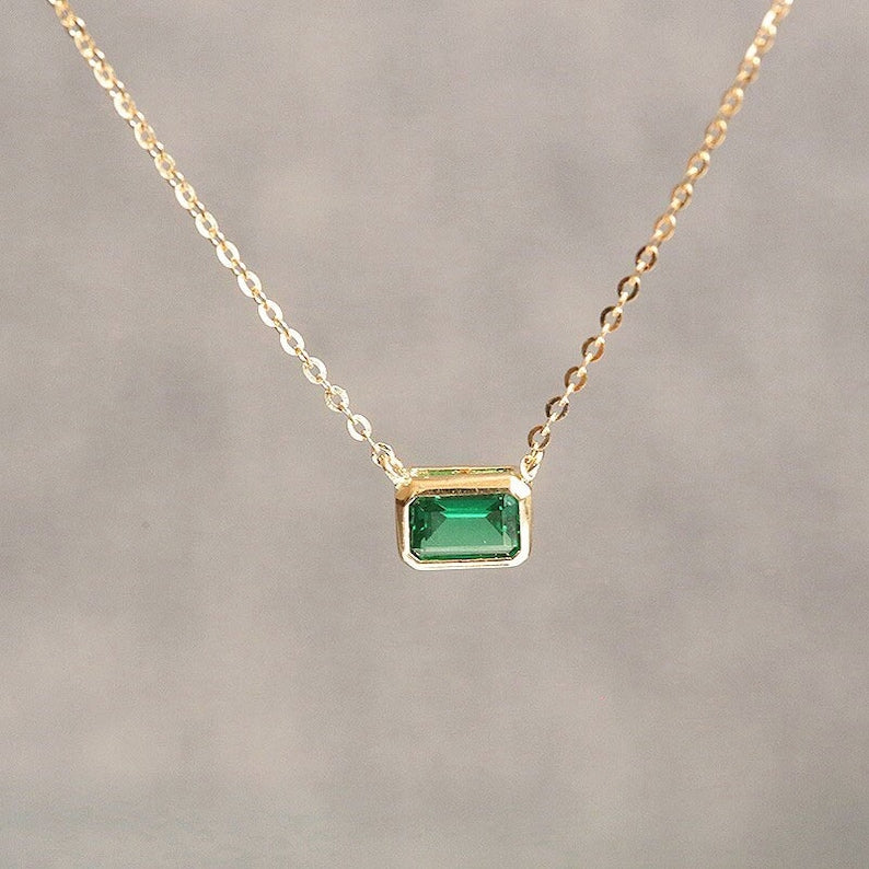 Emerald Gold plated pendent Necklace