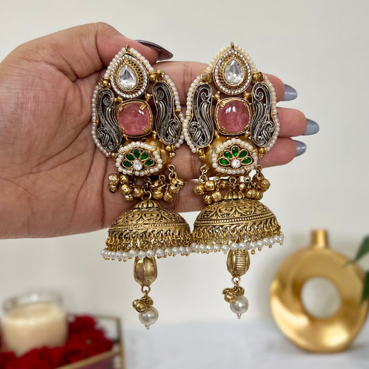 Sanjeeda Dual Tone Fusion Jhumkas