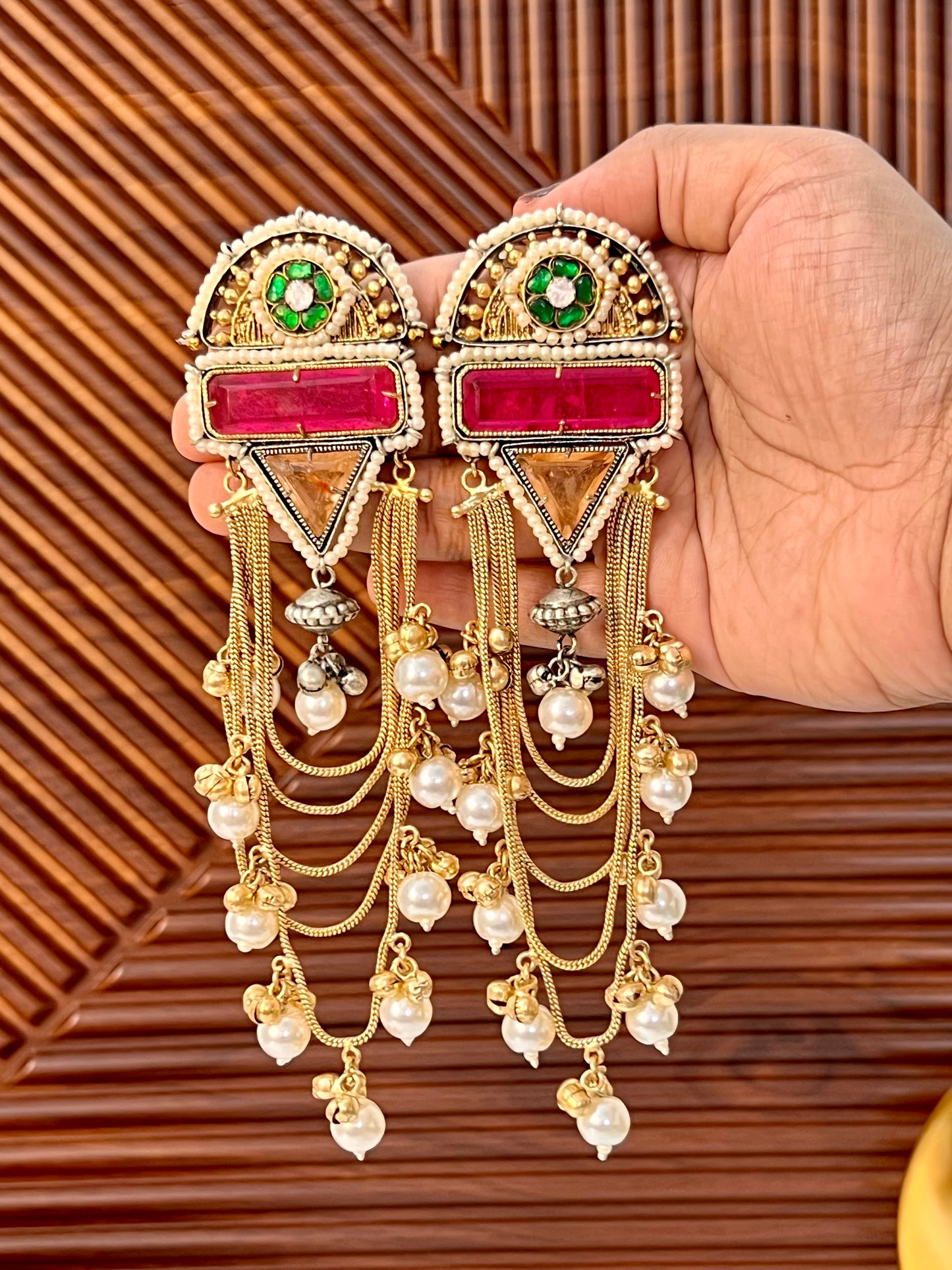 Kamini Gold and silver Plated Fusion Jhumkas